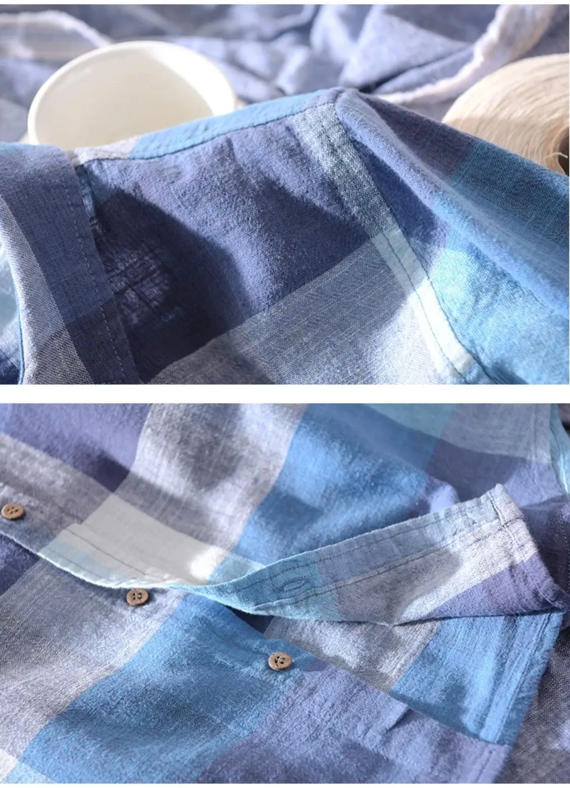 Camisa 100% Lino a Cuadros - Image 7