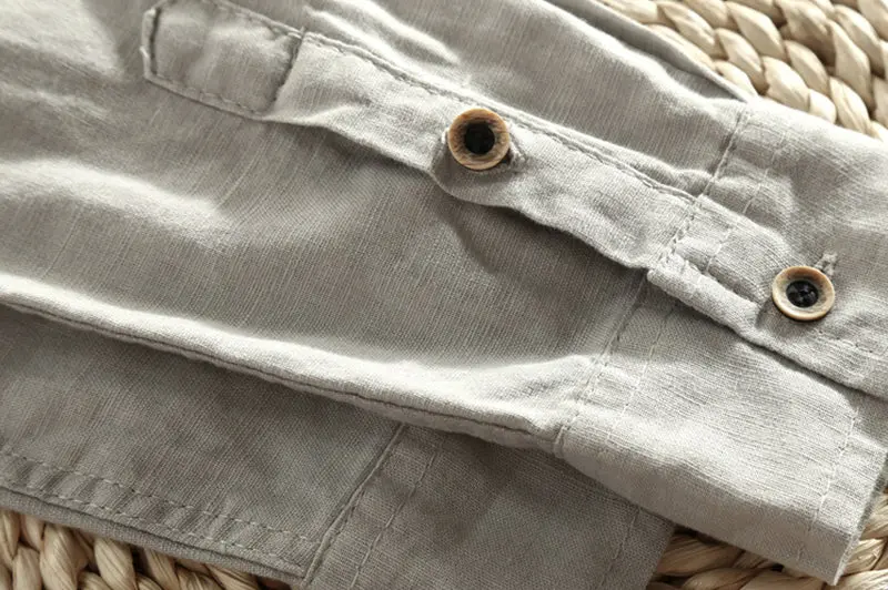 Camisa de lino Manga Larga cuello mao - Image 14