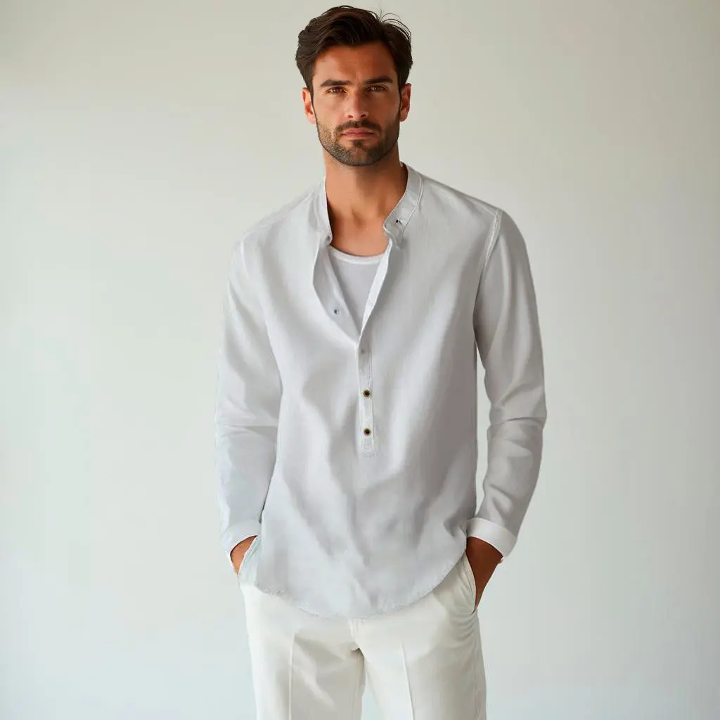 Camisa de lino Manga Larga cuello mao - Image 4