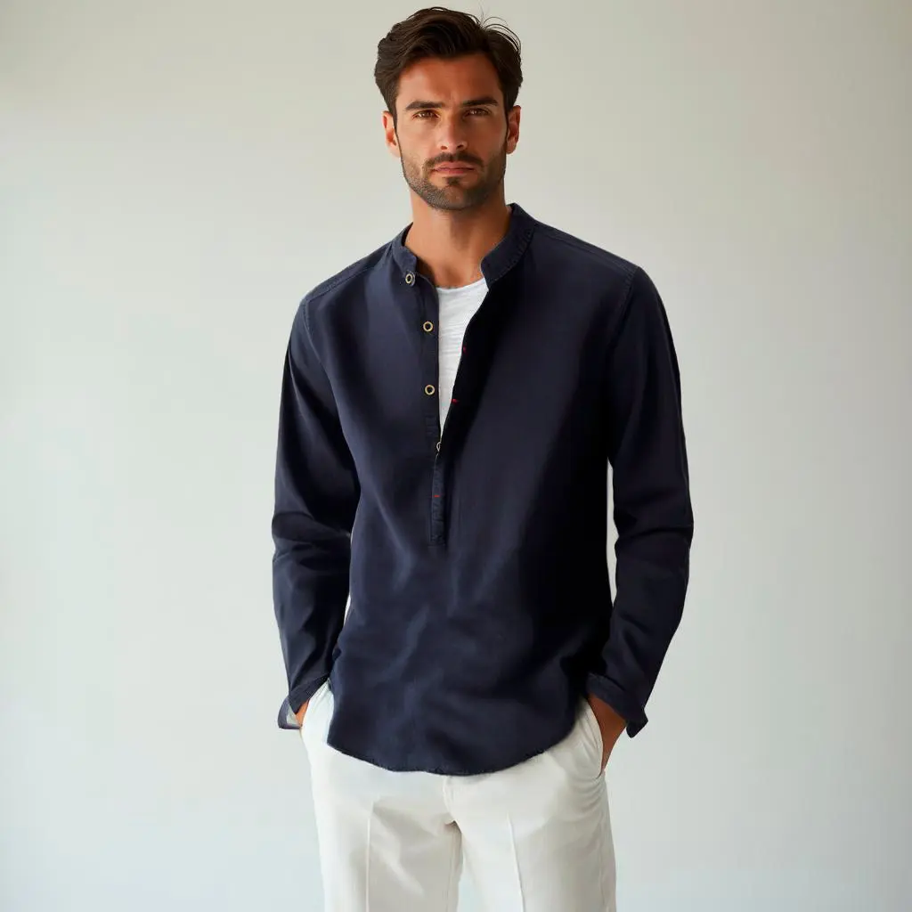 Camisa de lino Manga Larga cuello mao - Image 5